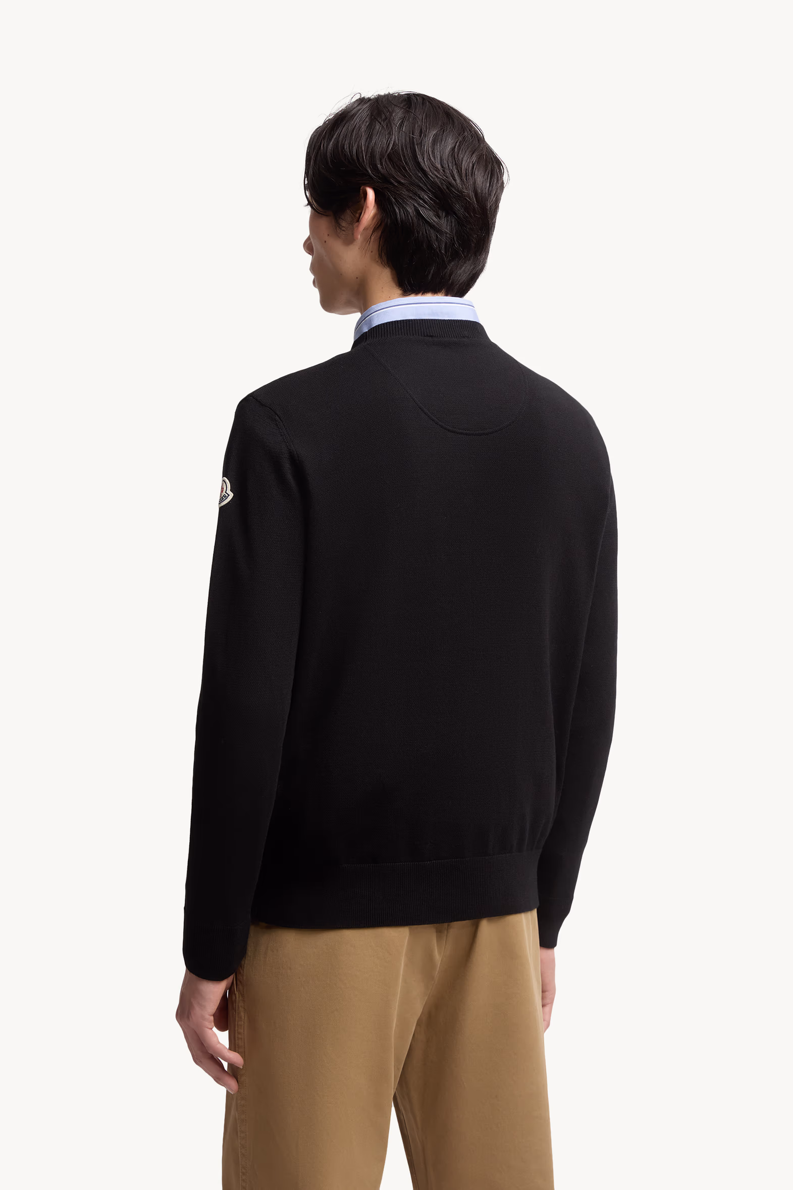 Embroidered Monogram Cotton Sweater Men Black Moncler 5